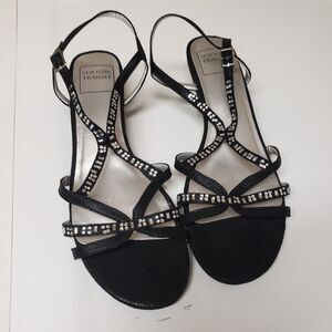 New York Transit black crisscross slingback sandals. Size 11M – POE